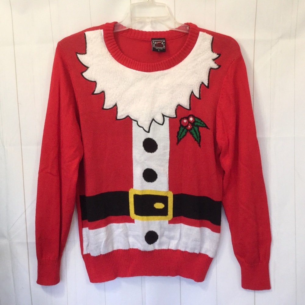 Ugly Christmas Sweater Santa Suit Large